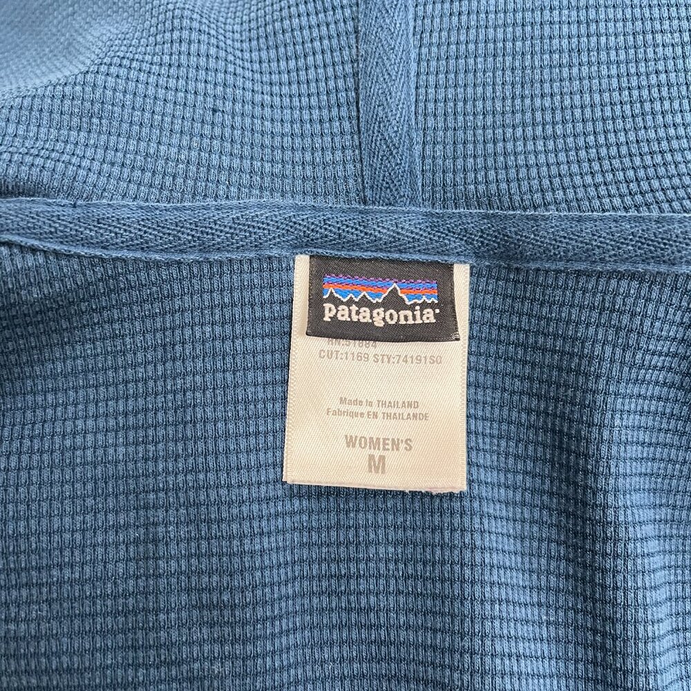 Patagonia thermal hooded zip top blue cotton M thumbholes - Picture 7 of 7